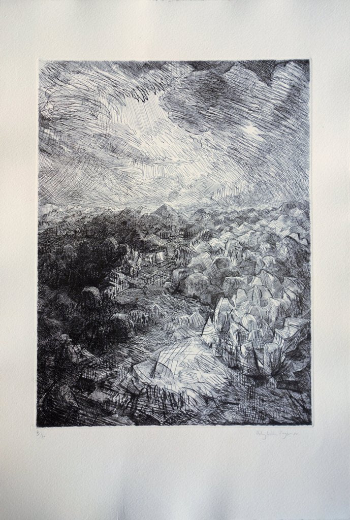 Henry William SINGER : Alpilles - Gravure originale signée