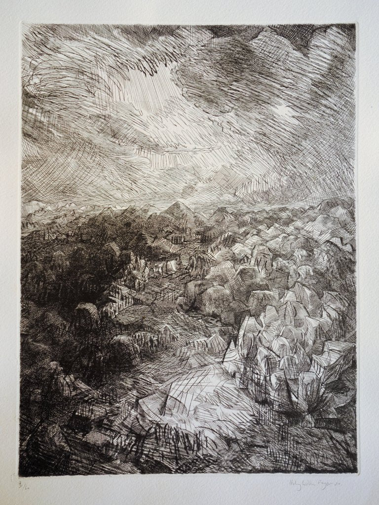 Henry William SINGER : Alpilles - Gravure originale signée