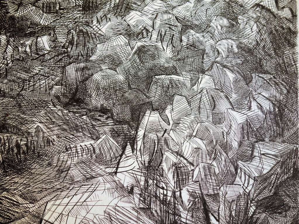 Henry William SINGER : Alpilles - Gravure originale signée