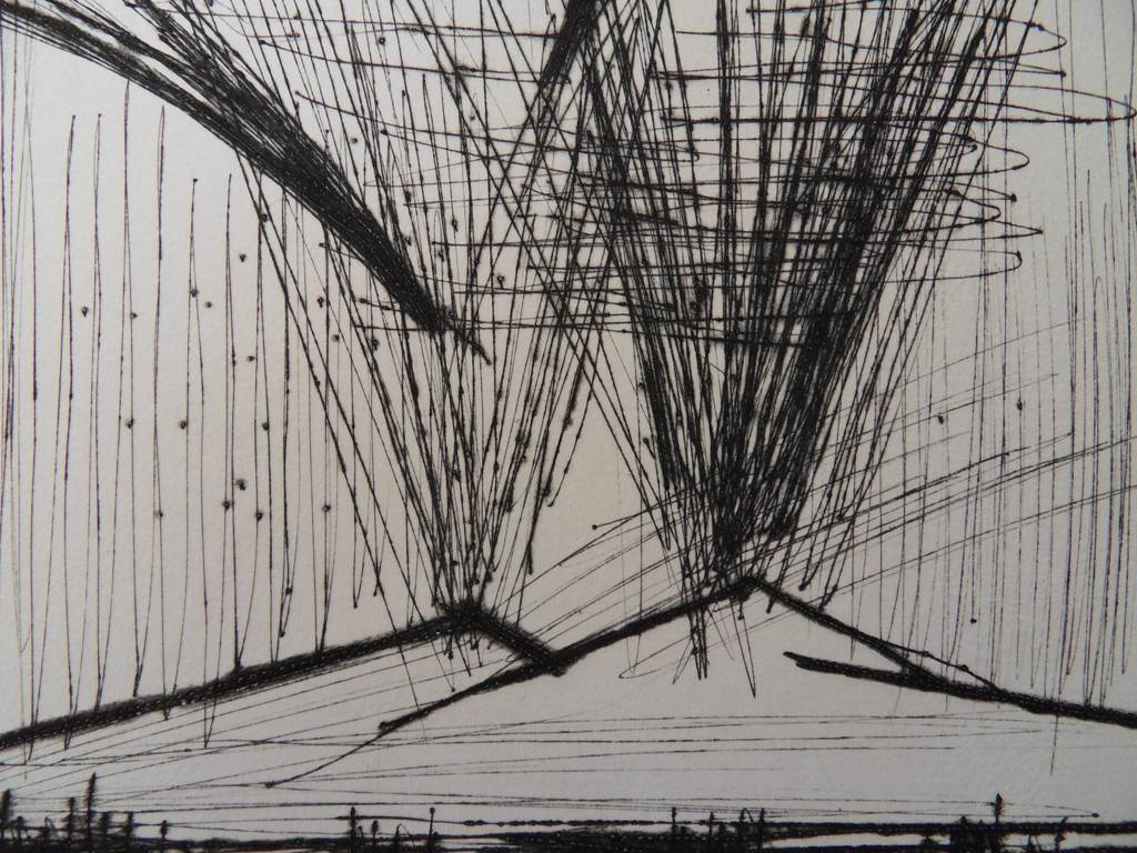Bernard BUFFET : Le volcan du Vésuve - Gravure originale