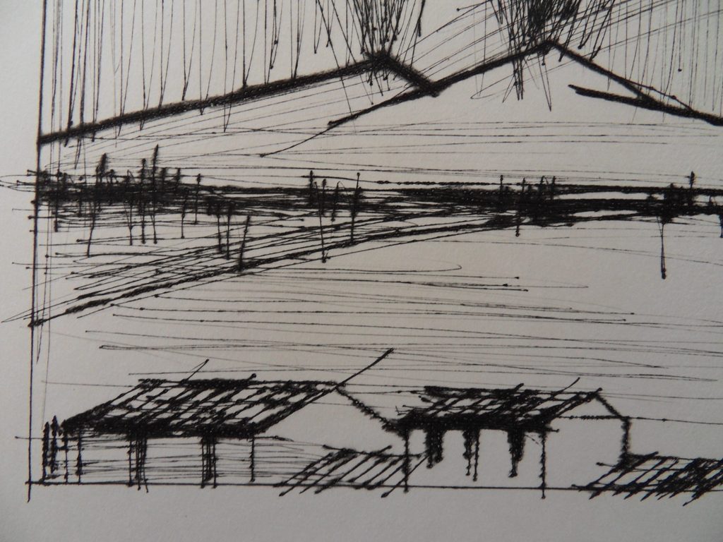 Bernard BUFFET : Le volcan du Vésuve - Gravure originale