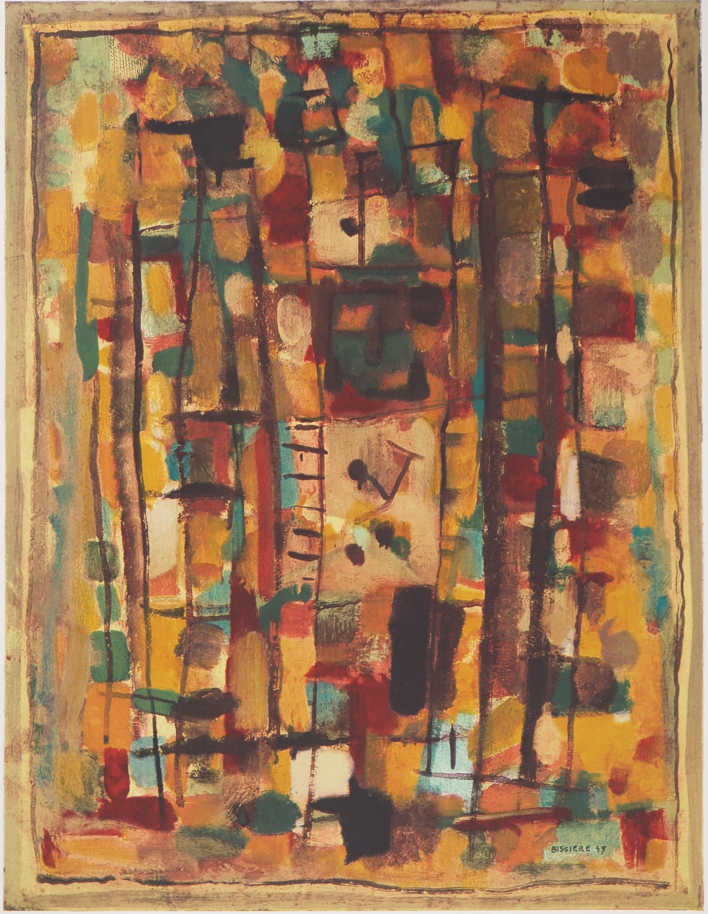 Roger BISSIERE : Composition abstraite - Lithographie signée