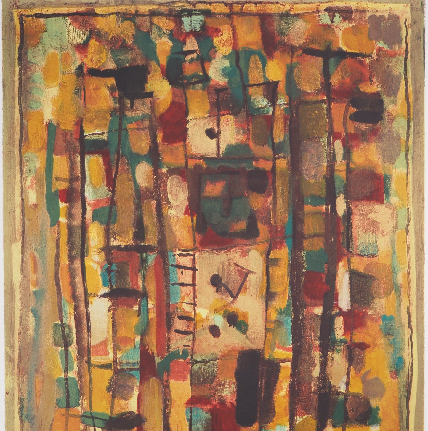Roger BISSIERE : Composition abstraite - Lithographie signée