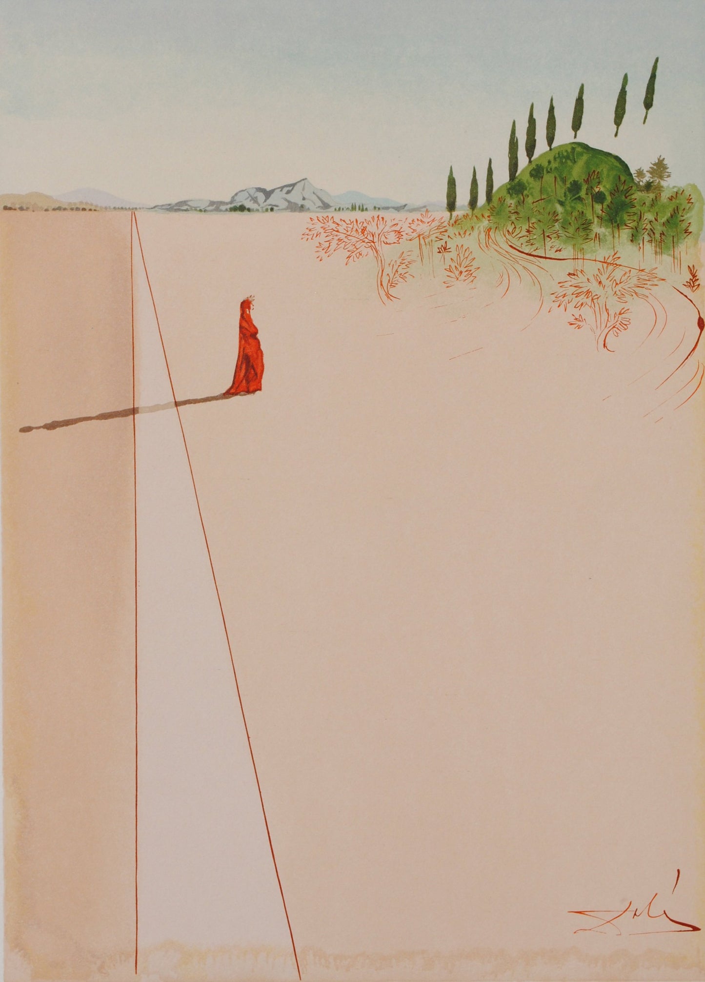 Salvador DALI : Départ pour un grand voyage - Bois gravé original signé