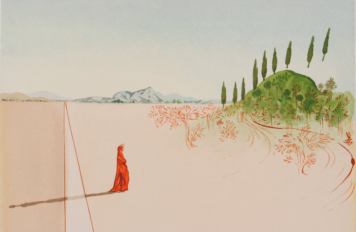 Salvador DALI : Départ pour un grand voyage - Bois gravé original signé