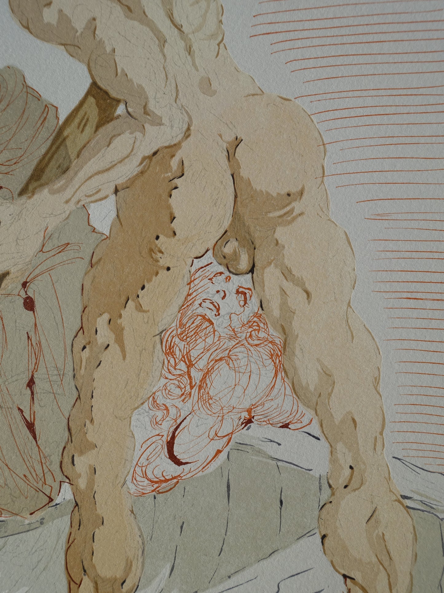 Salvador DALI : Charon et le passage de l'Achéron - Bois gravé original