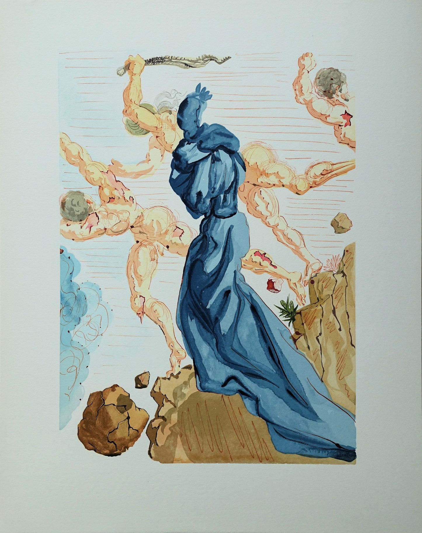 Salvador DALI : Les margelles de Phlégéthon - Bois gravé original