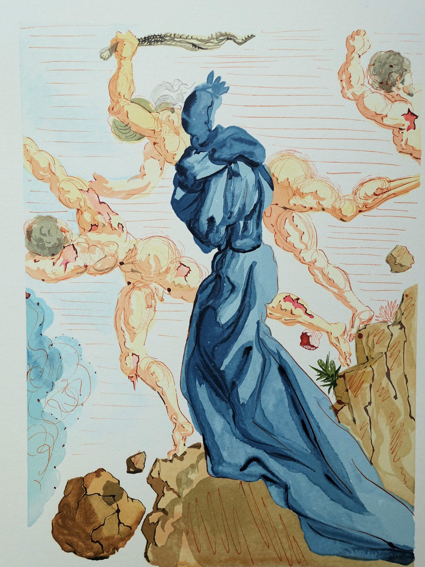 Salvador DALI : Les margelles de Phlégéthon - Bois gravé original