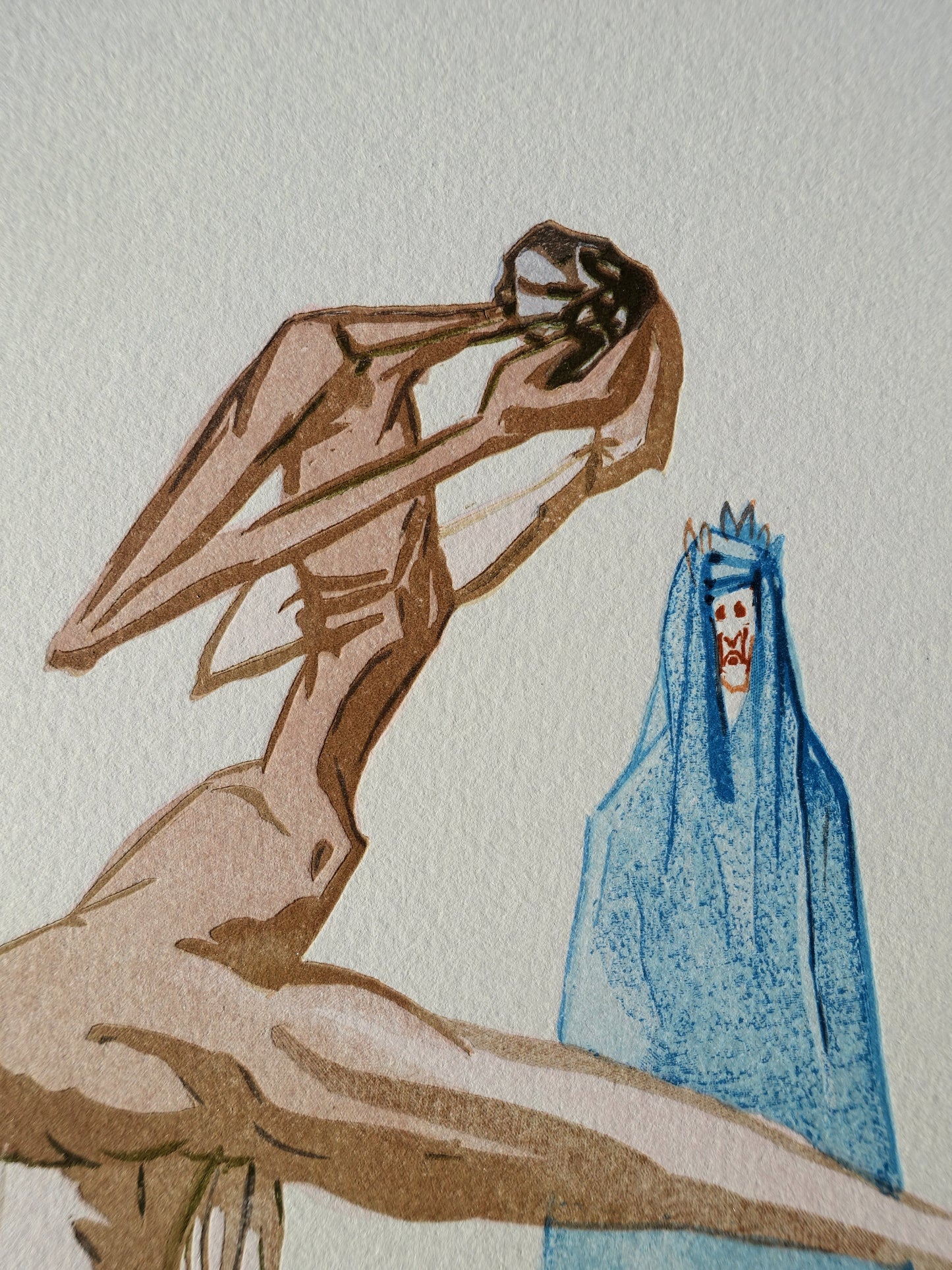 Salvador DALI : Les Simoniaques - Bois gravé original