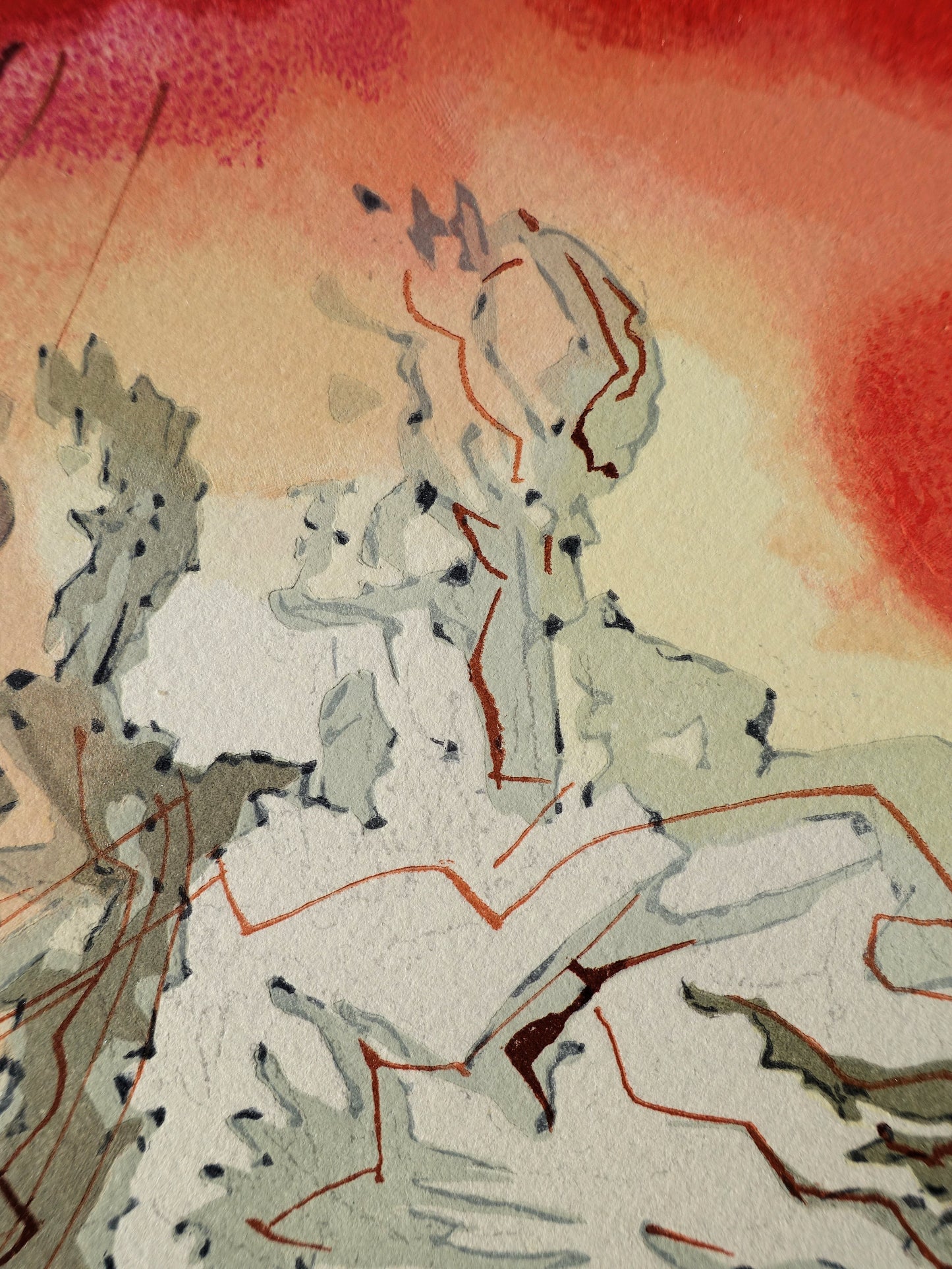 Salvador DALI : Le Diable Noir - Bois gravé original