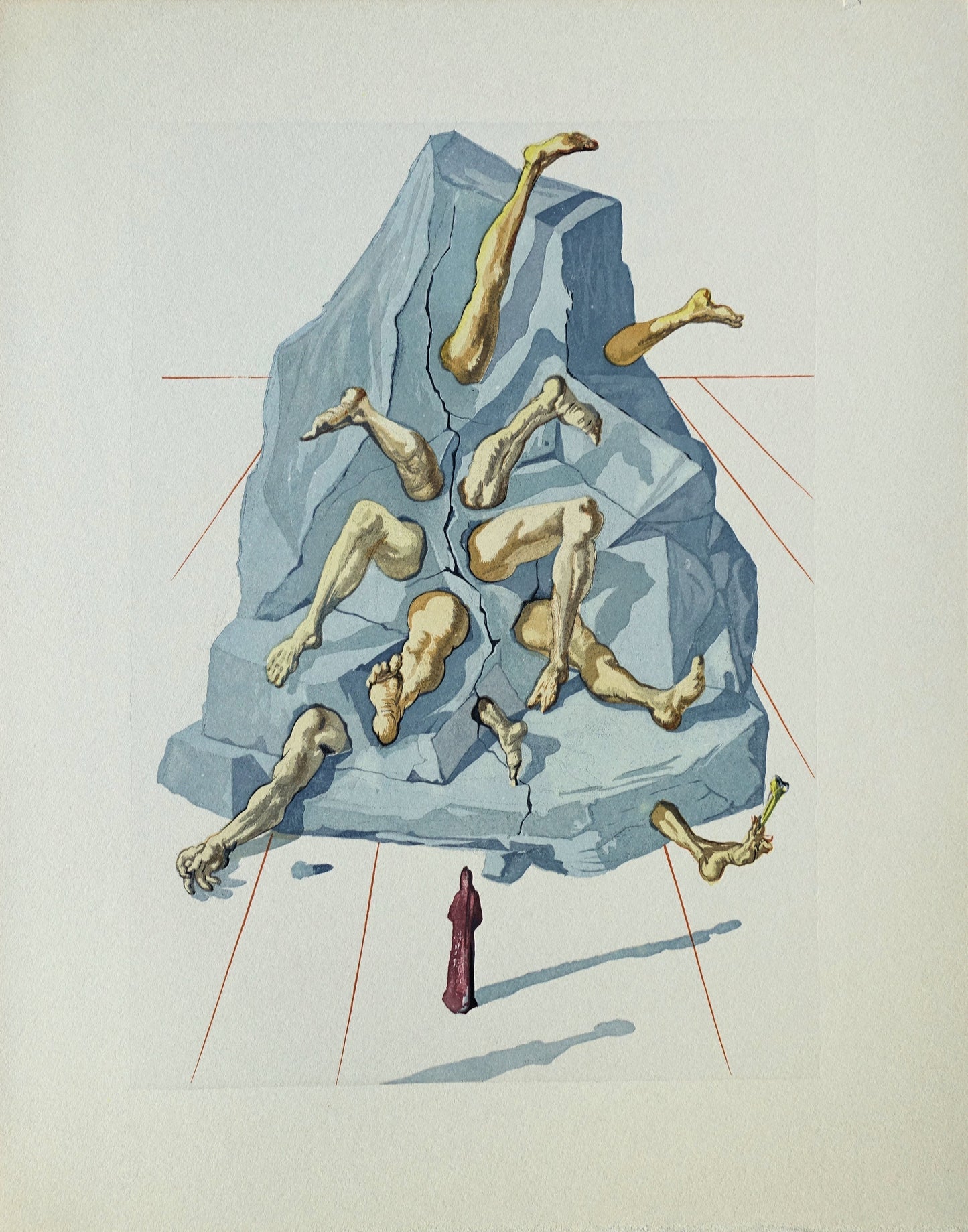 Salvador DALI : Les habitants de Prato - Bois gravé original