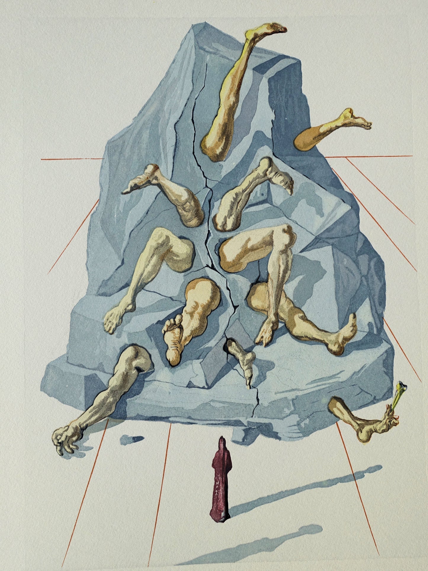 Salvador DALI : Les habitants de Prato - Bois gravé original