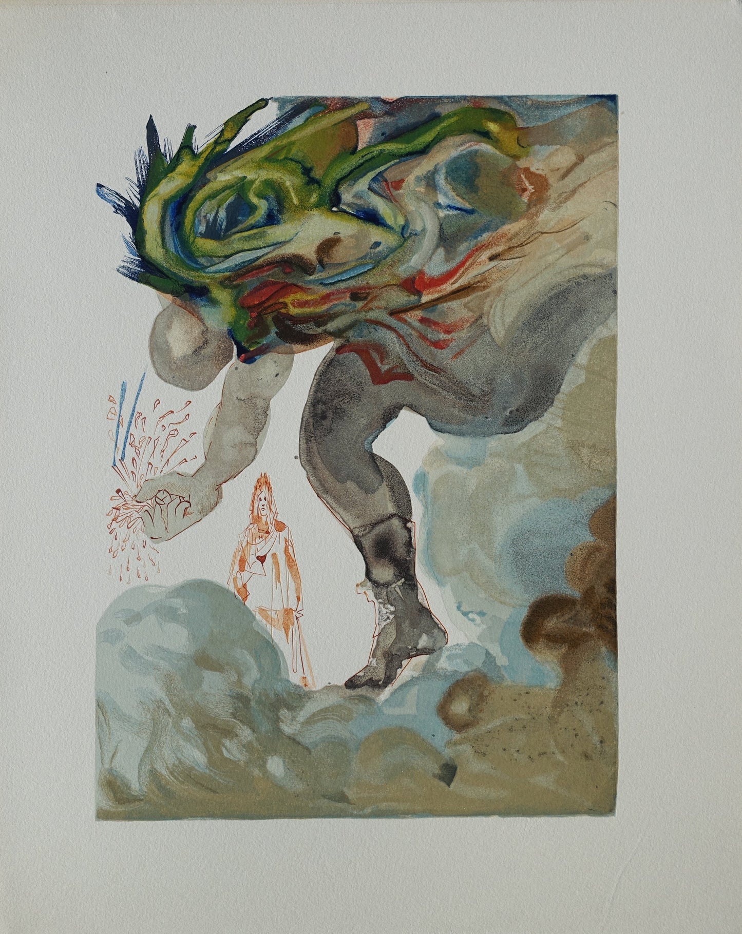 Salvador DALI : Les Géants - Bois gravé original
