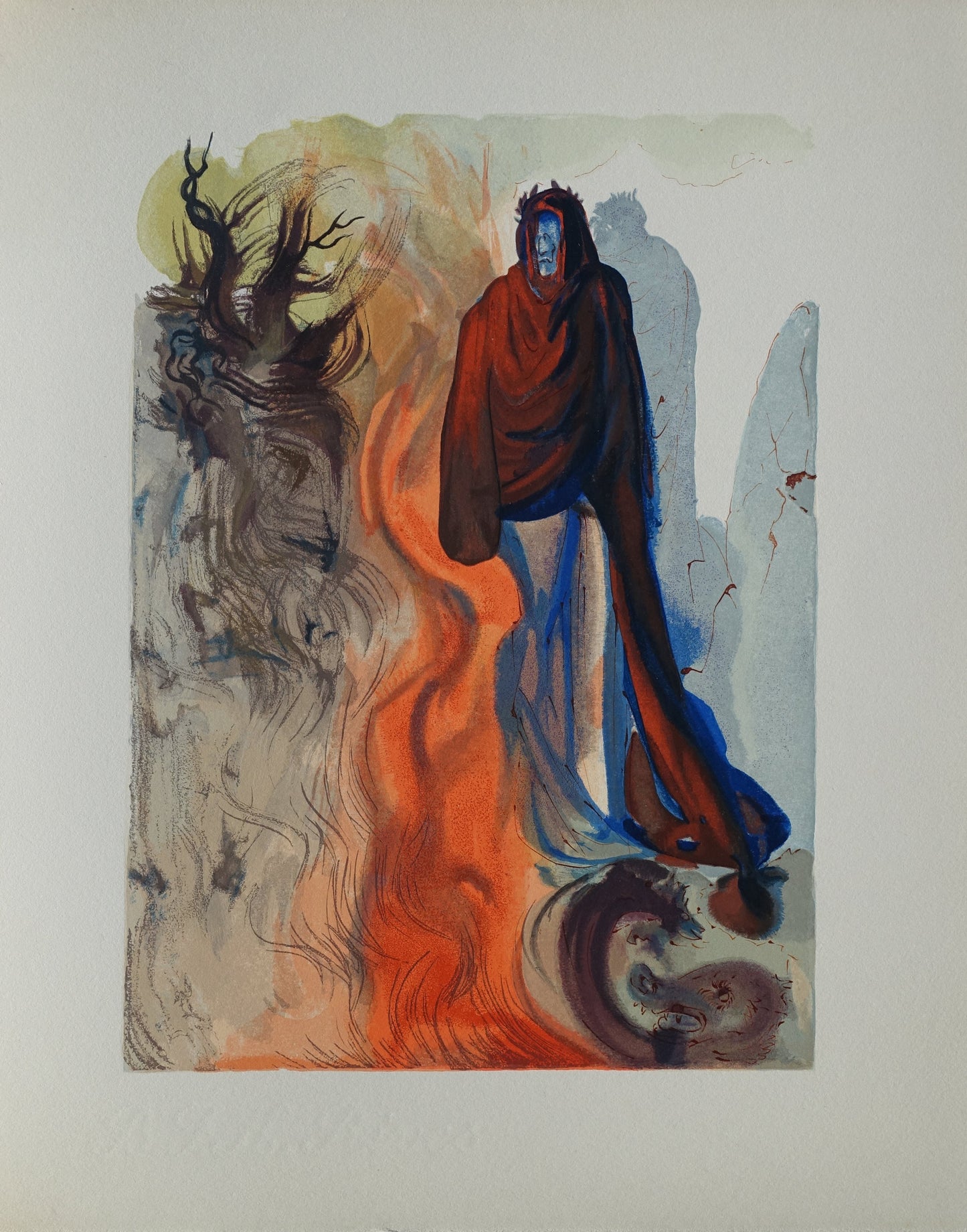 Salvador DALI : La Cascade de Flagétonte - Bois gravé original
