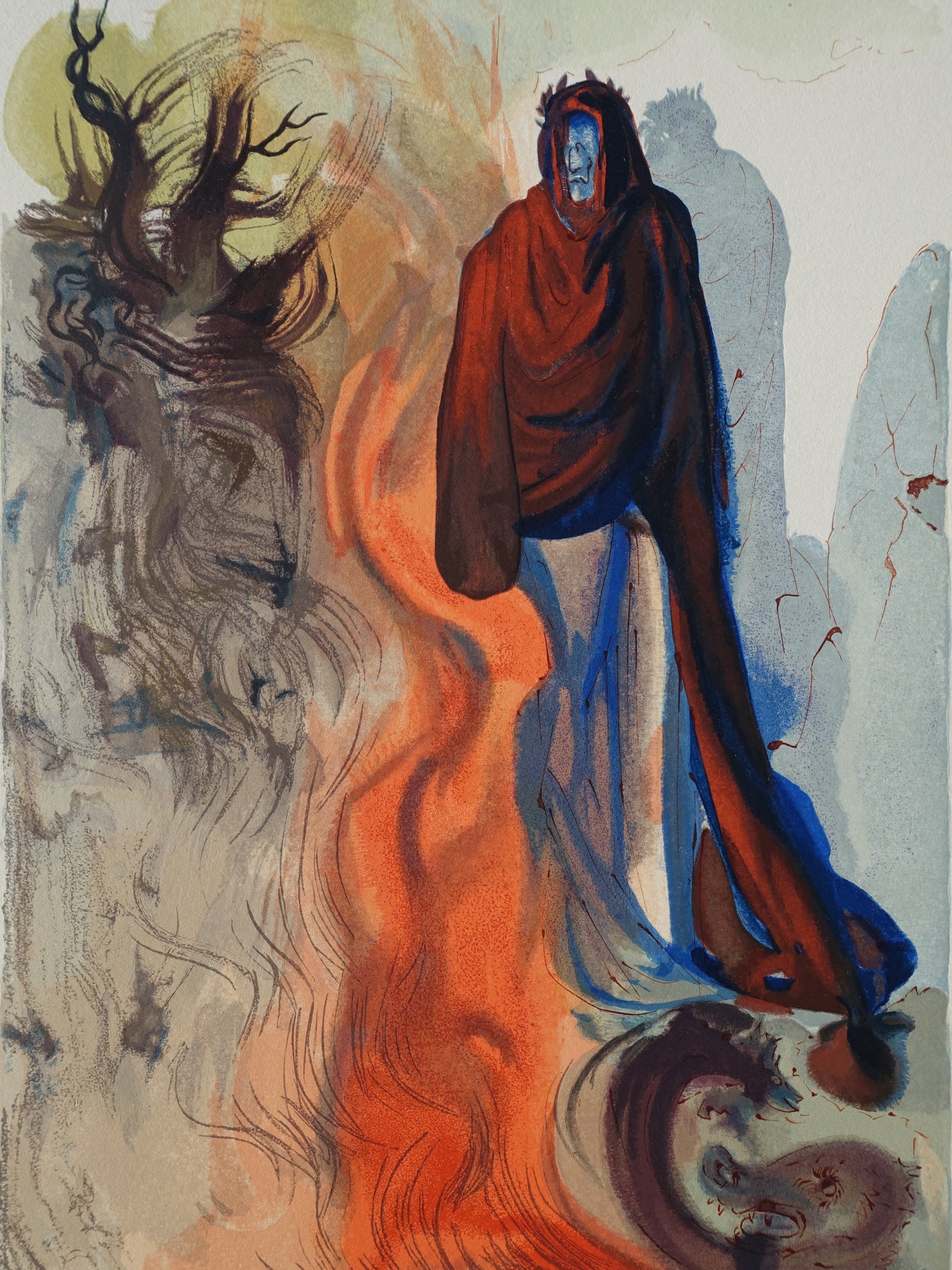 Salvador DALI : La Cascade de Flagétonte - Bois gravé original