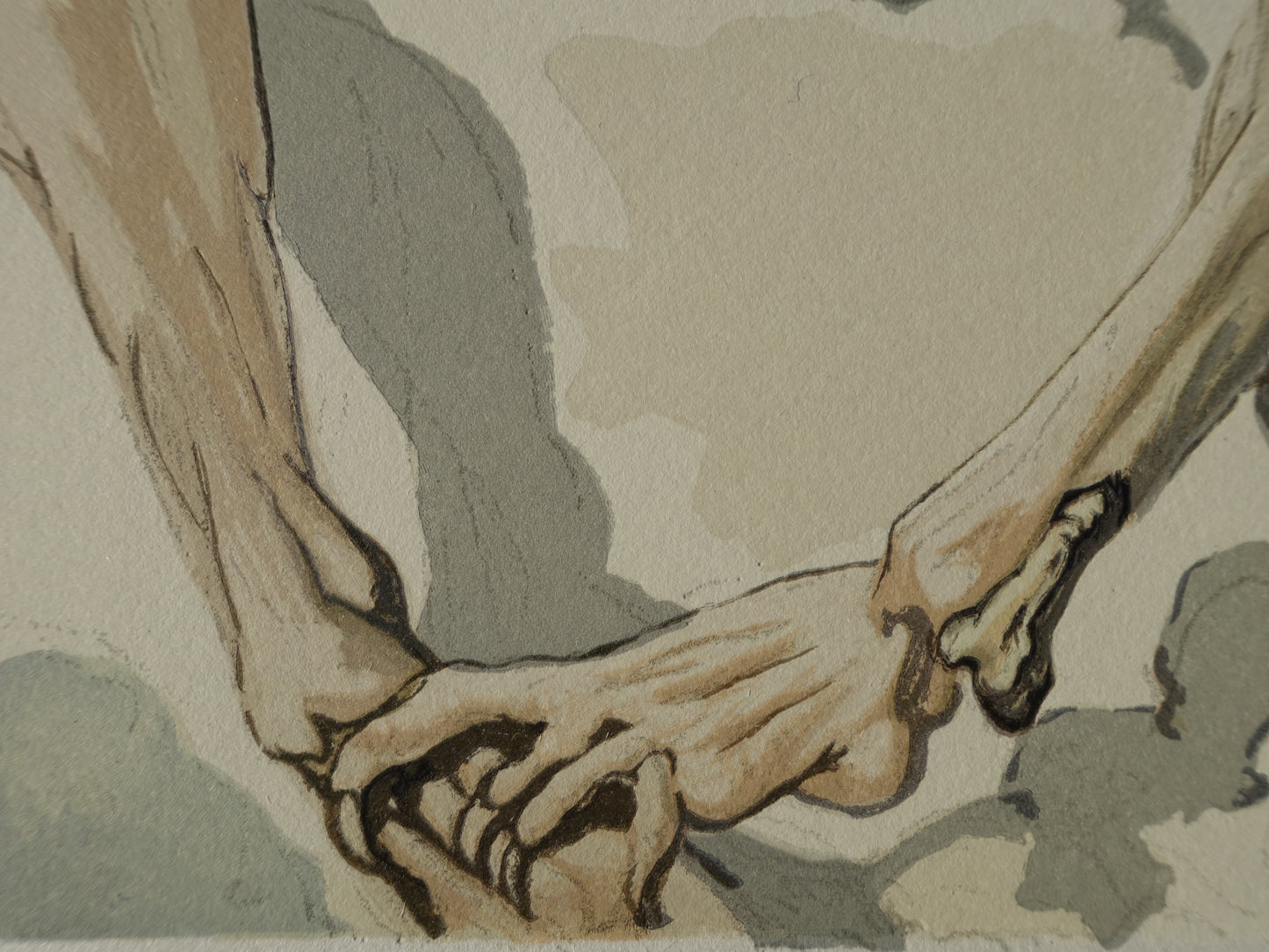 Salvador DALI : L'ange déchu - Bois gravé original