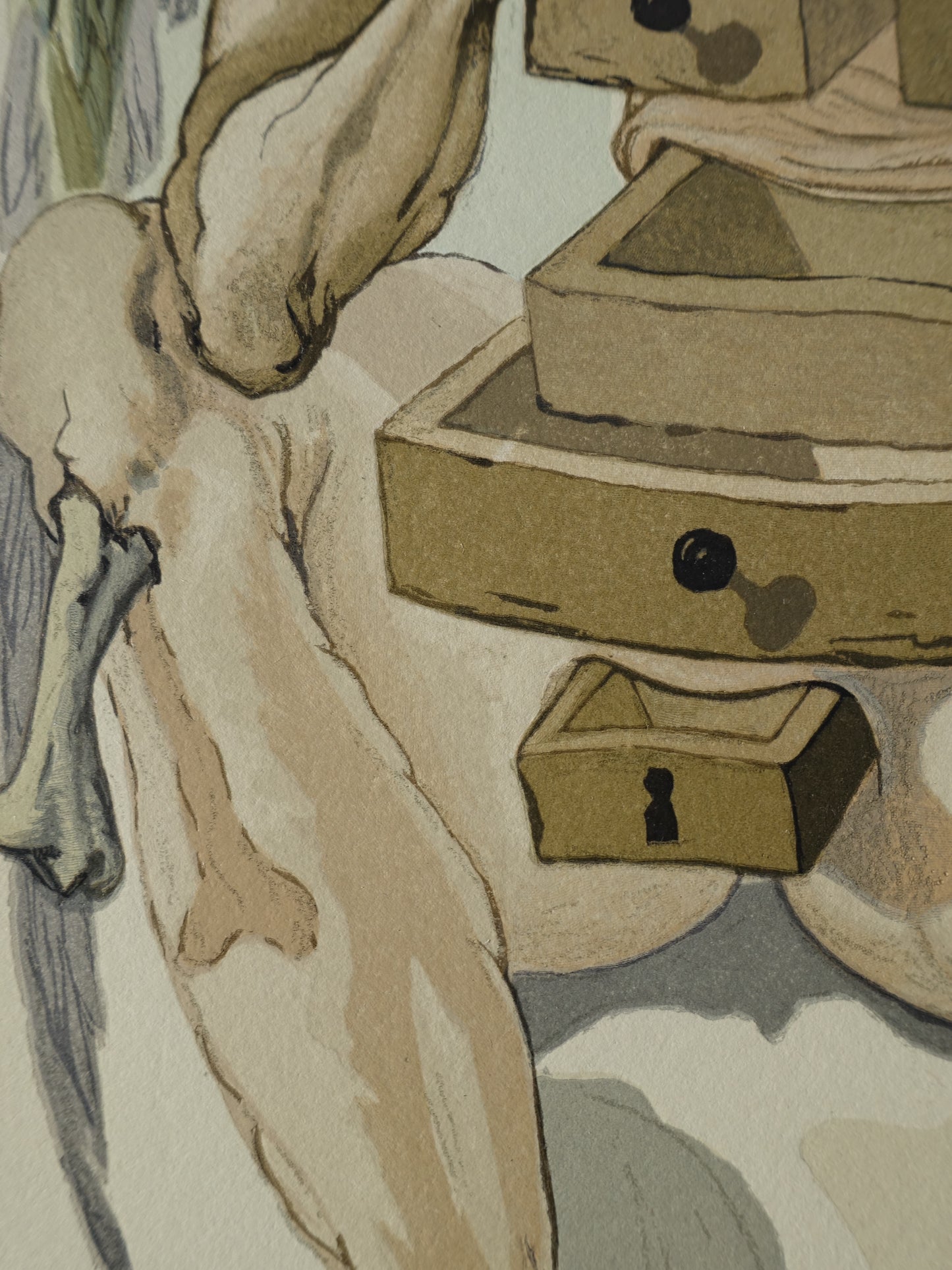 Salvador DALI : L'ange déchu - Bois gravé original