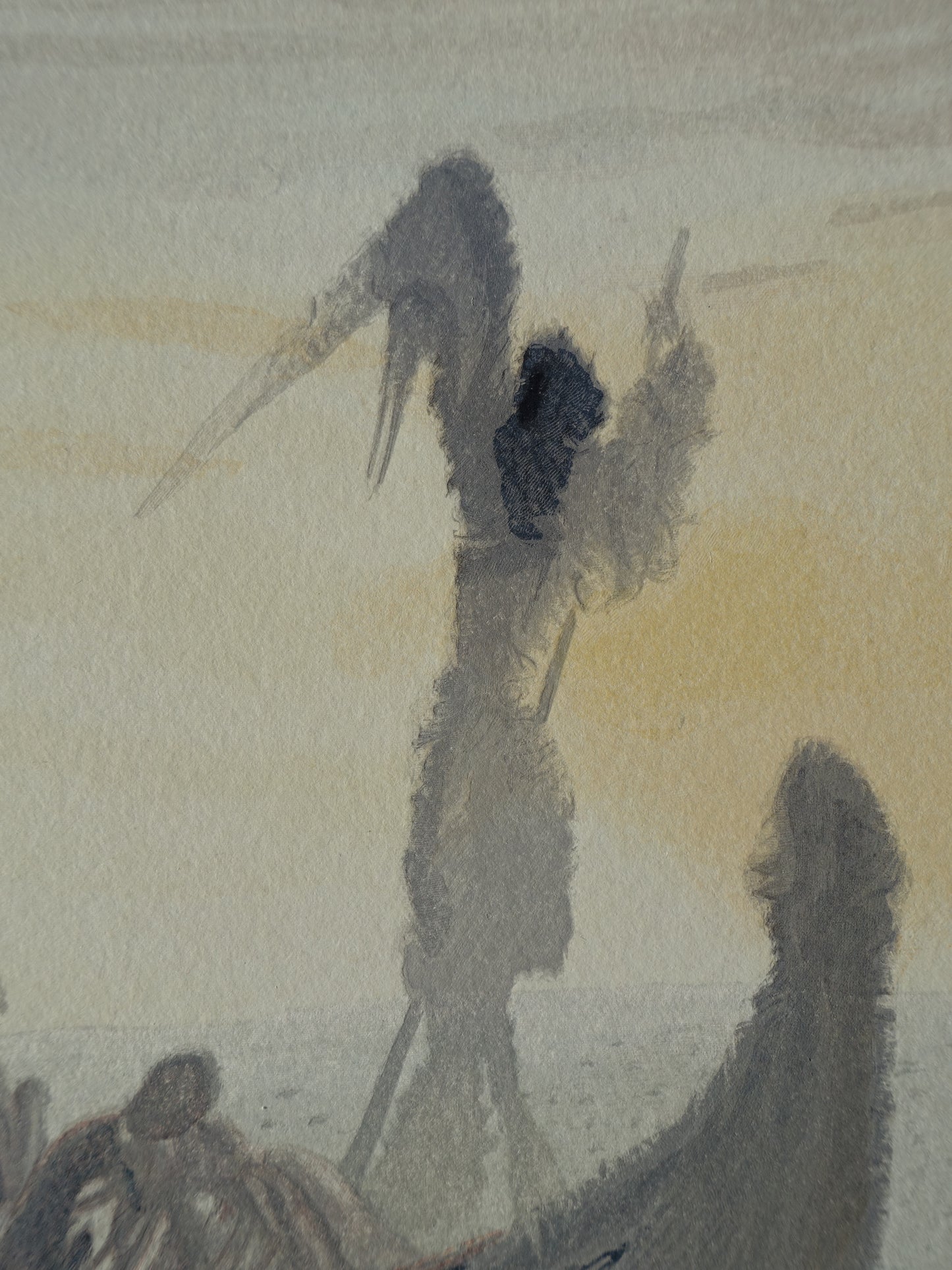 Salvador DALI : La barque du nocher - Bois gravé original