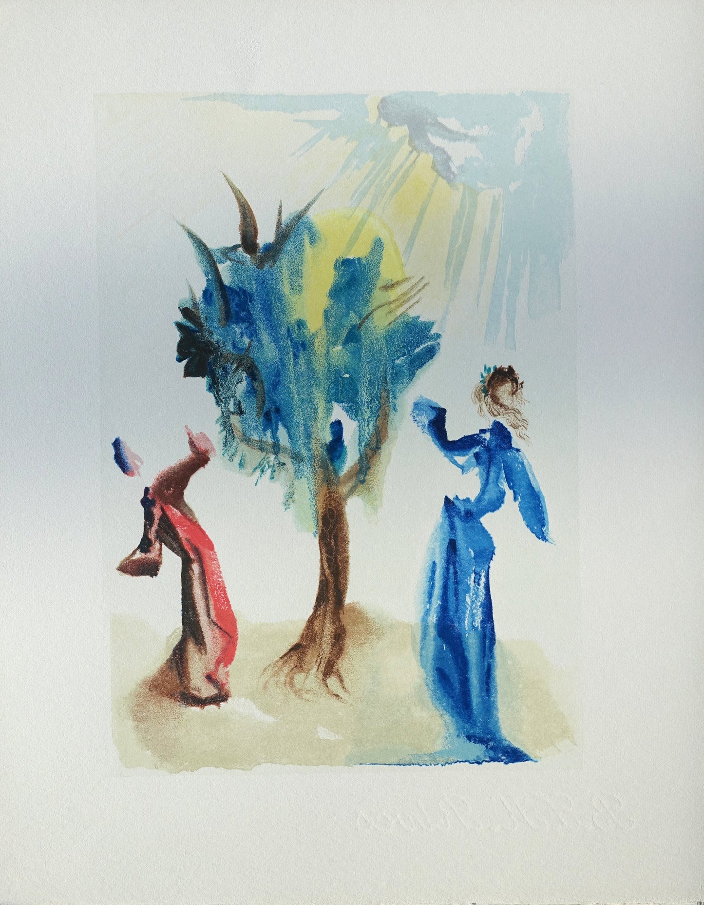Salvador DALI : L'arbre du châtiment - Bois gravé original
