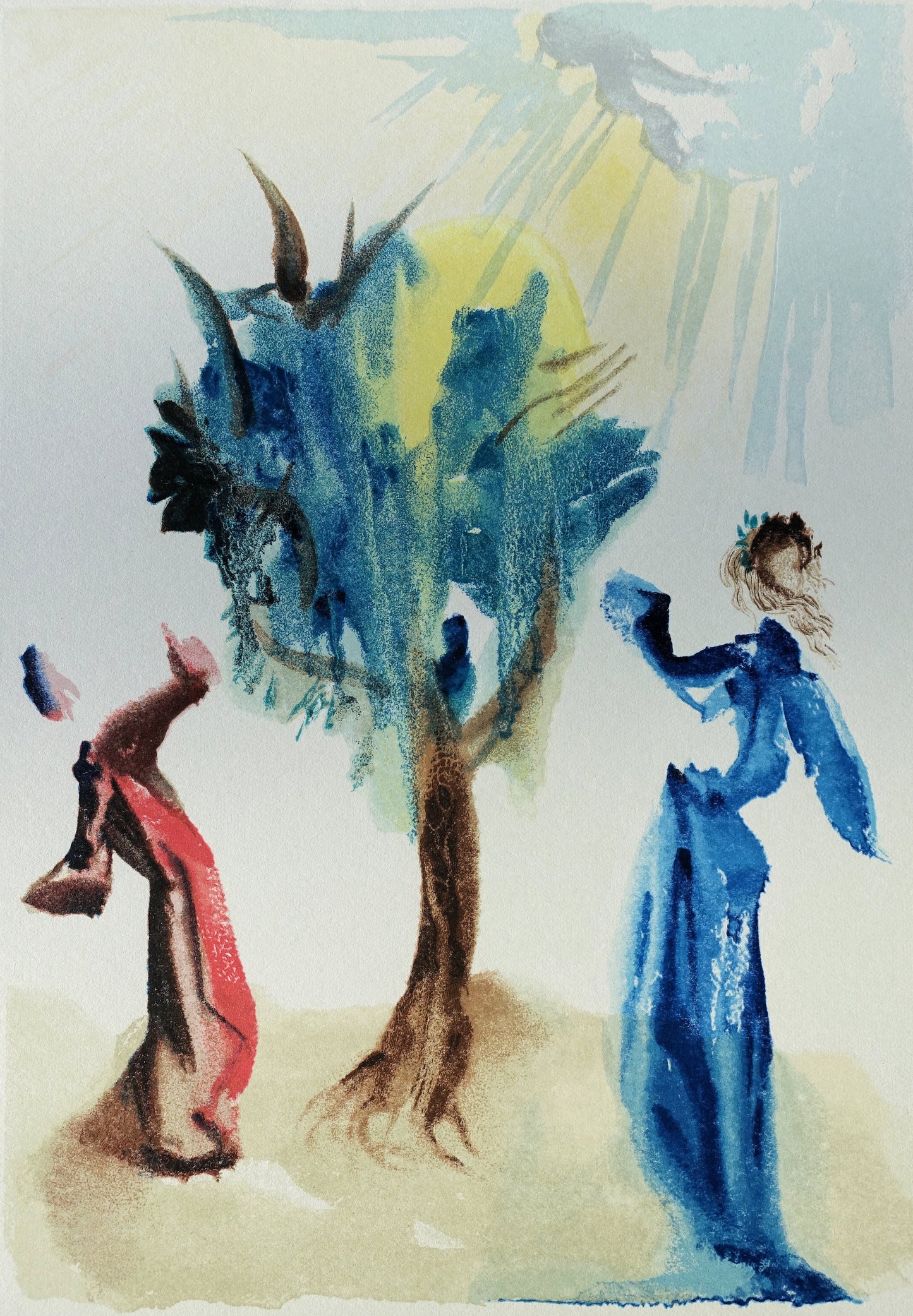 Salvador DALI : L'arbre du châtiment - Bois gravé original