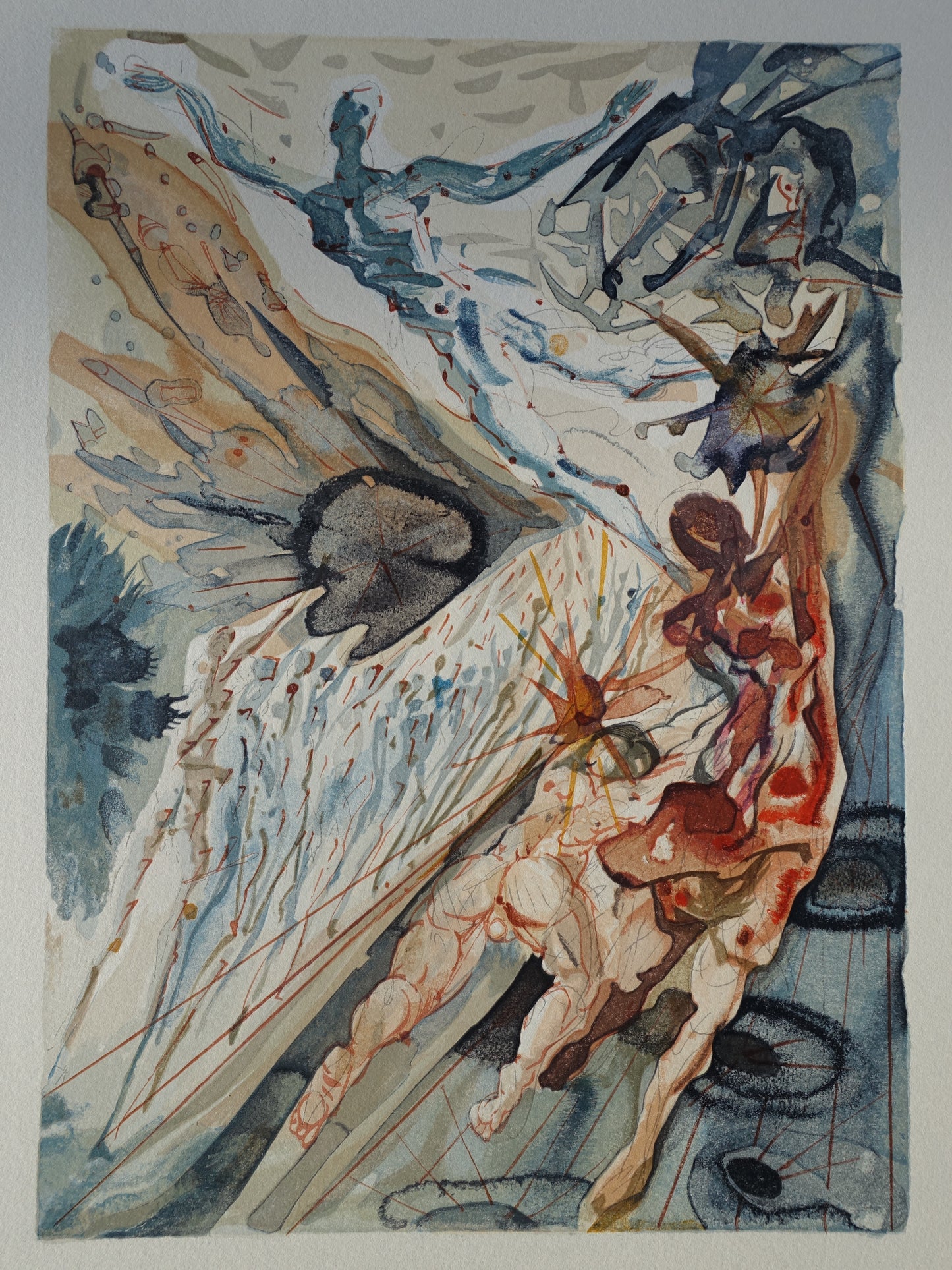 Salvador DALI : Deux troupes de luxurieux - Bois gravé original