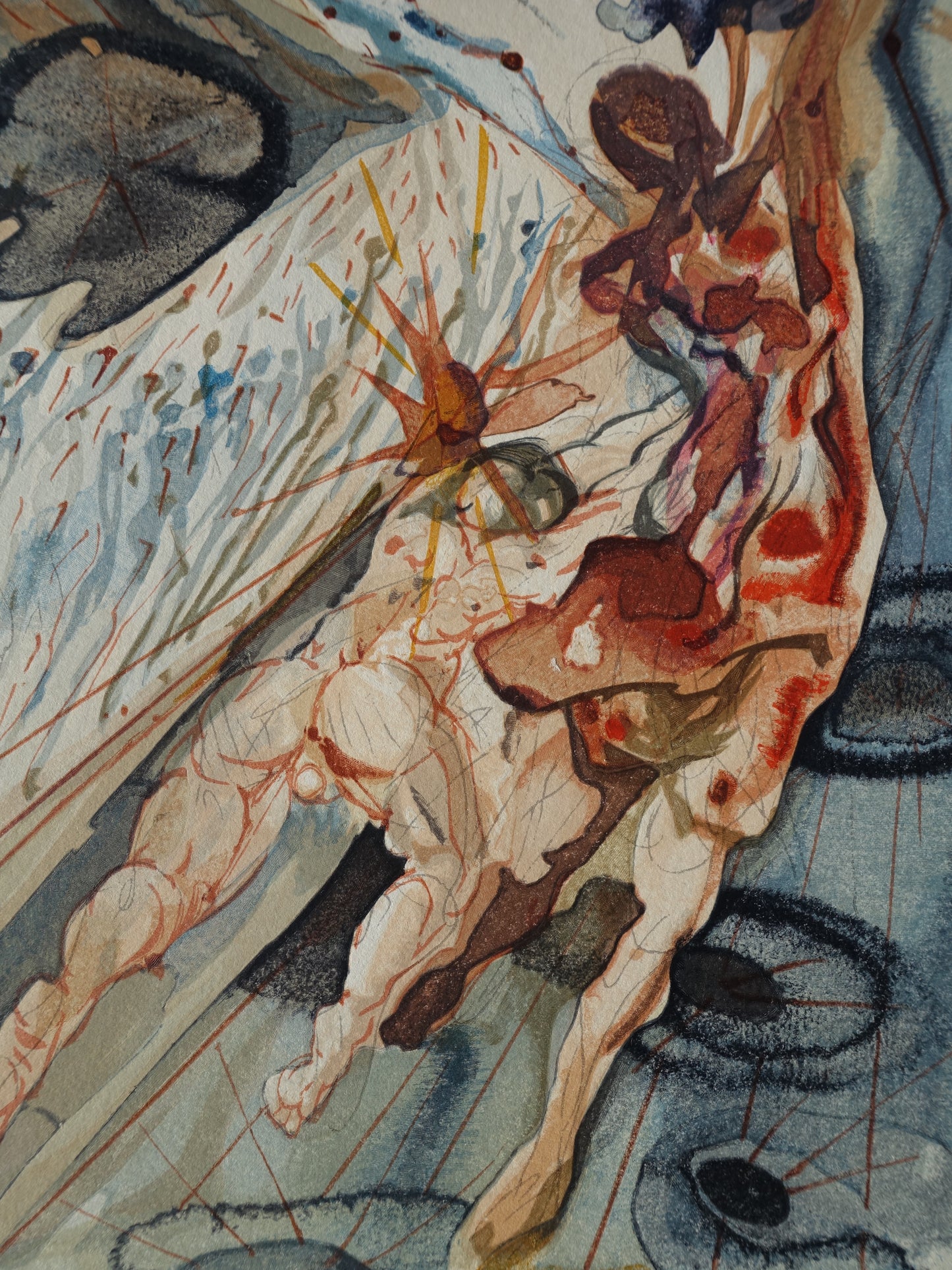 Salvador DALI : Deux troupes de luxurieux - Bois gravé original