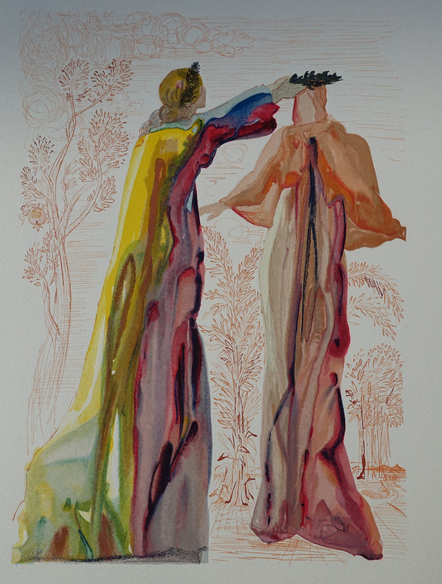 Salvador DALI : Derniers mots de Virgile - Bois gravé original