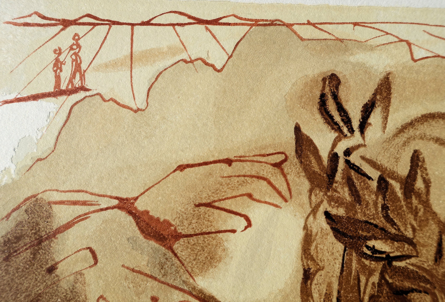 Salvador DALI : Le repentir de Dante - Bois gravé original