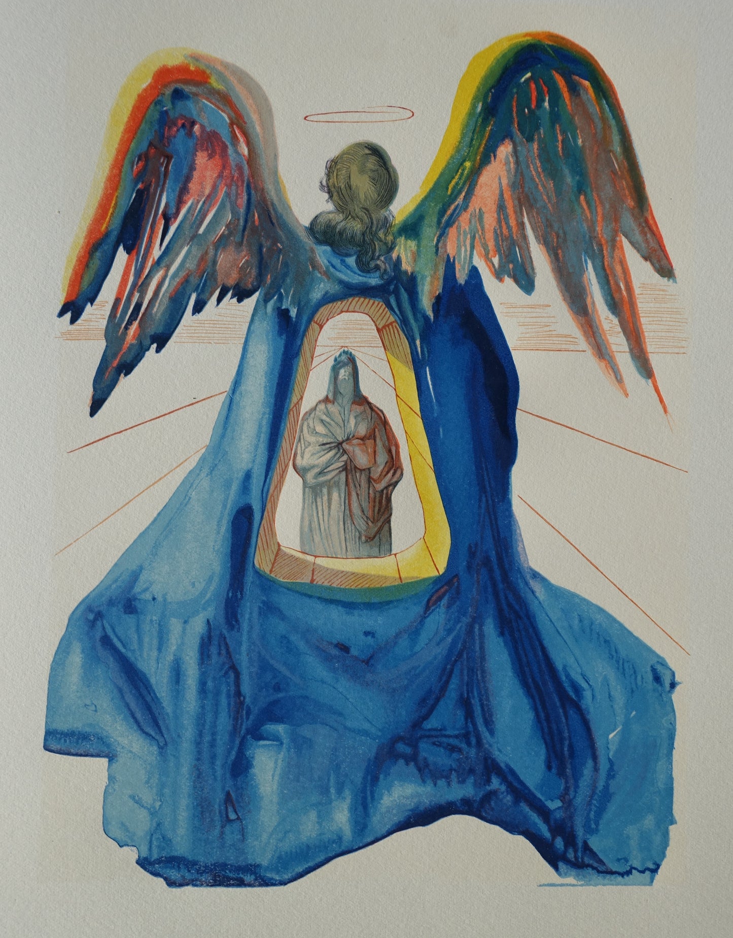 Salvador DALI : Dante purifié - Bois gravé original
