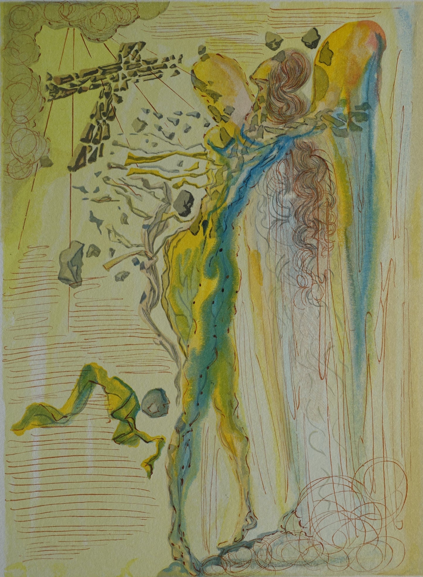 Salvador DALI : L'éclat des corps glorieux - Bois gravé original