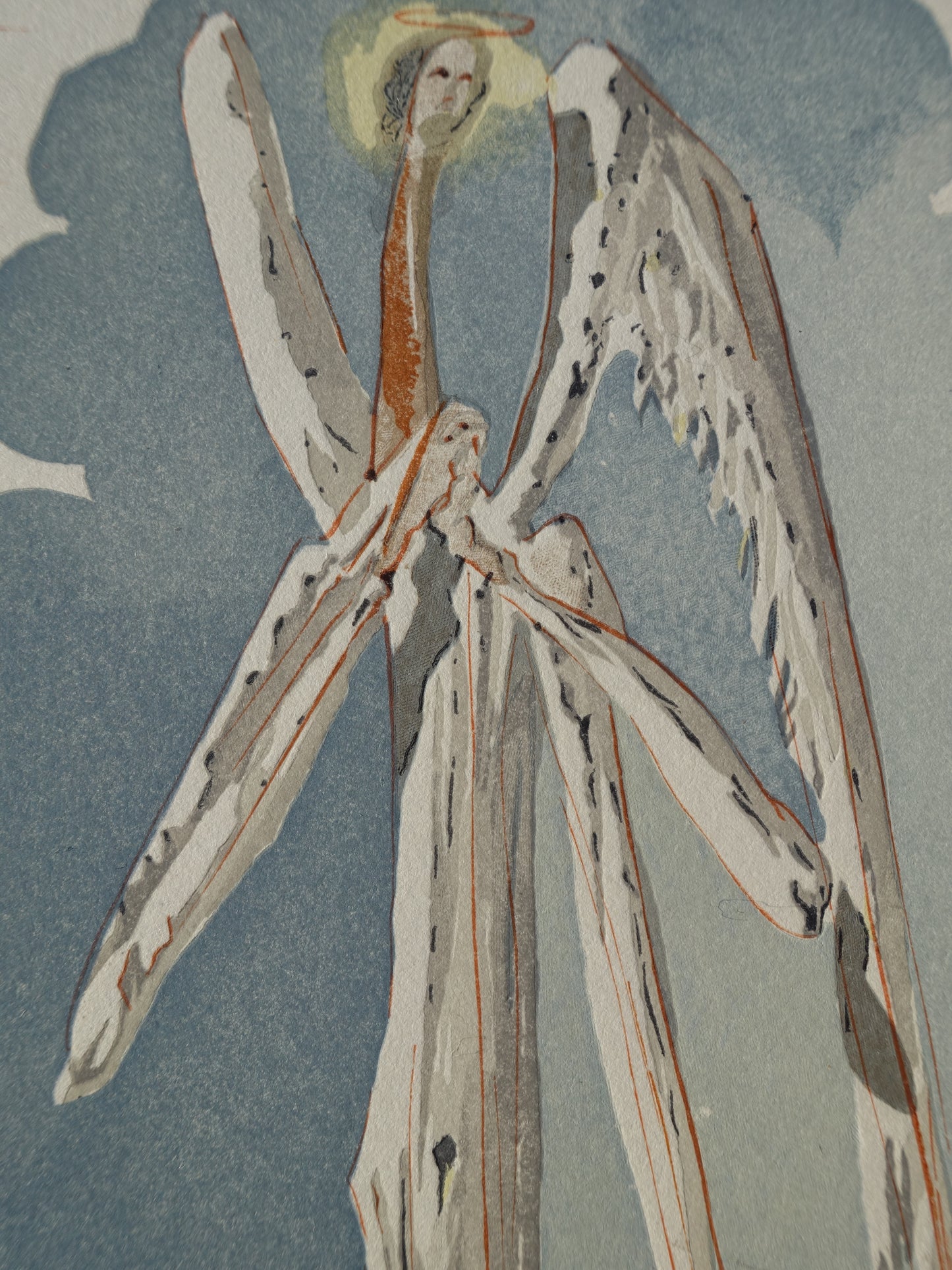 Salvador DALI : L'ange du septième ciel - Bois gravé original