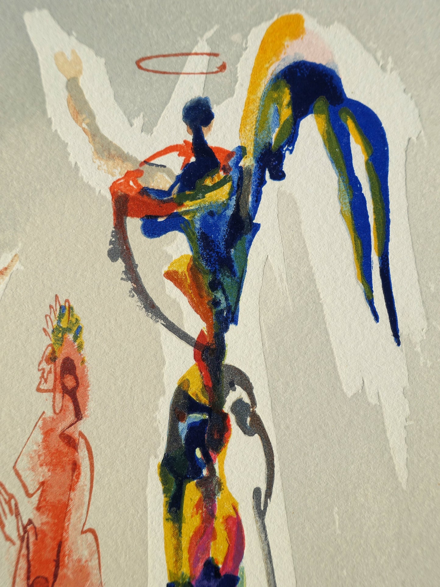 Salvador DALI : Dante et deux anges - Bois gravé original