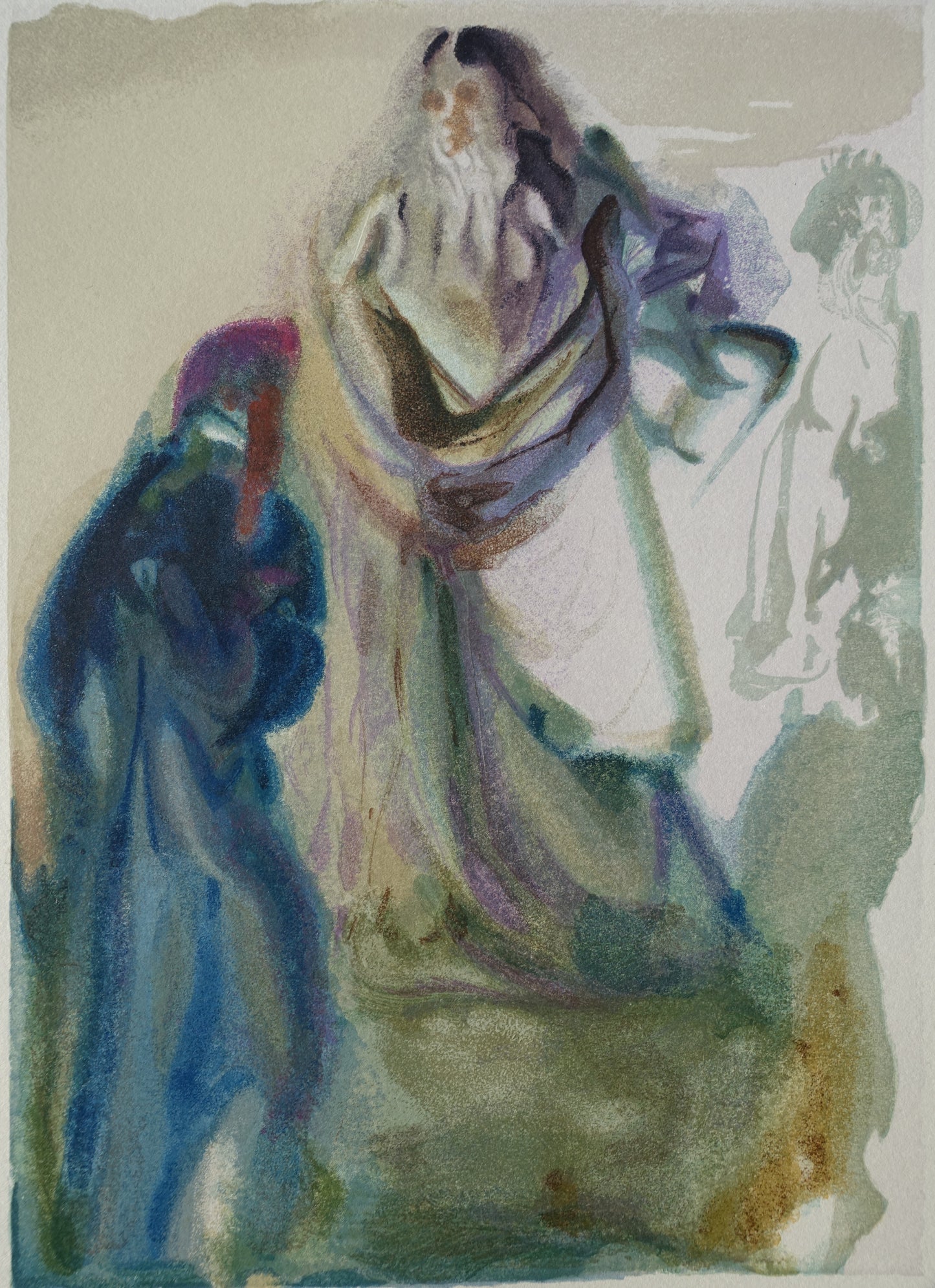 Salvador DALI : Saint-Pierre et Dante - Bois gravé original