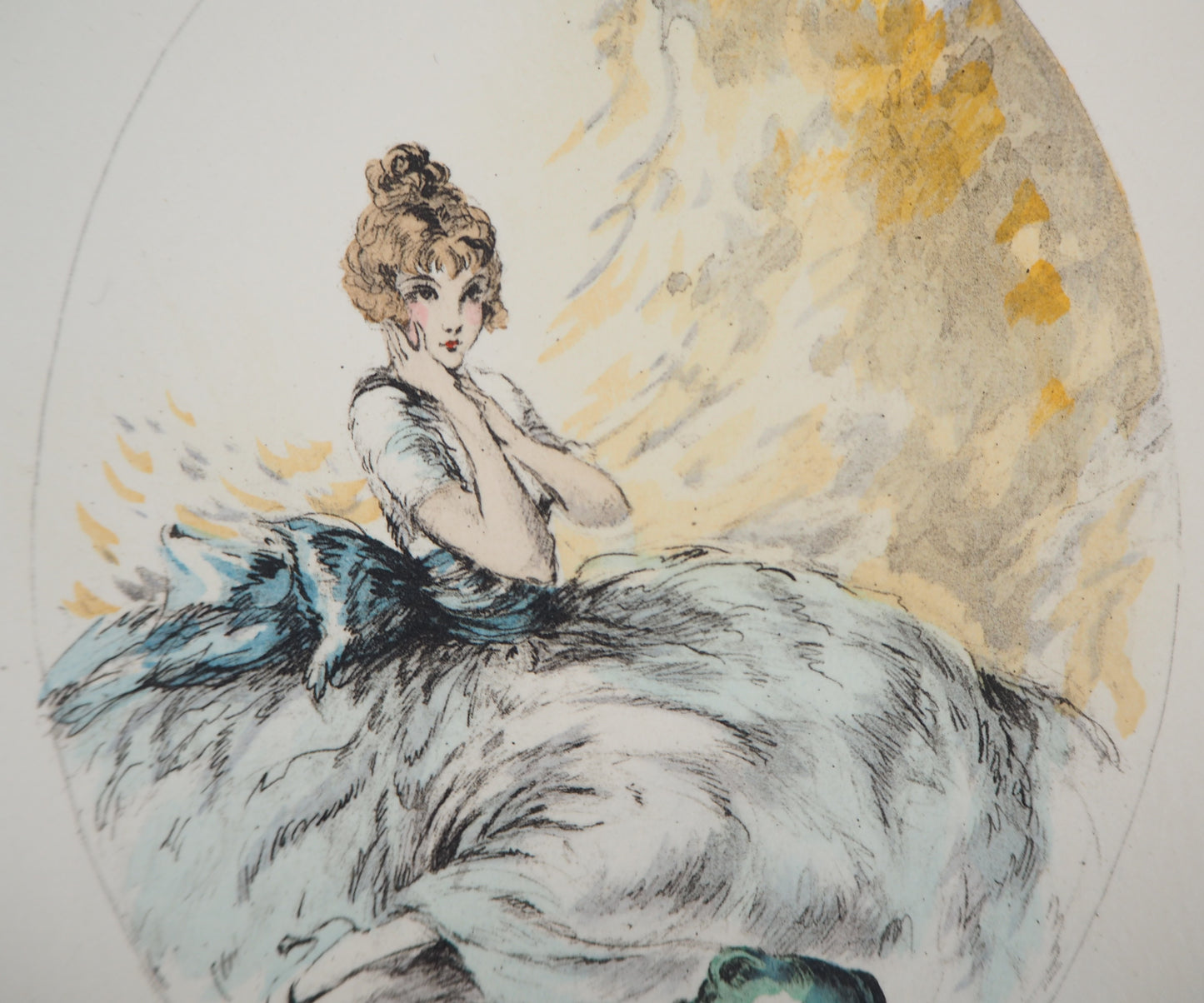 Louis ICART : Jeune femme à la cruche brisée - Gravure originale signée