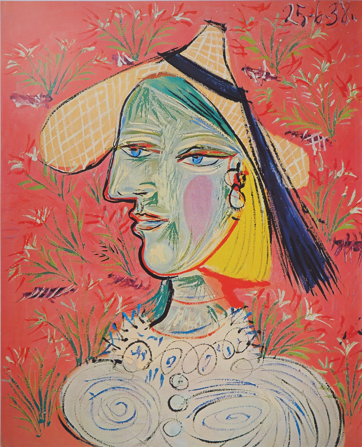 Pablo PICASSO : Femme au chapeau - Affiche originale en couleurs