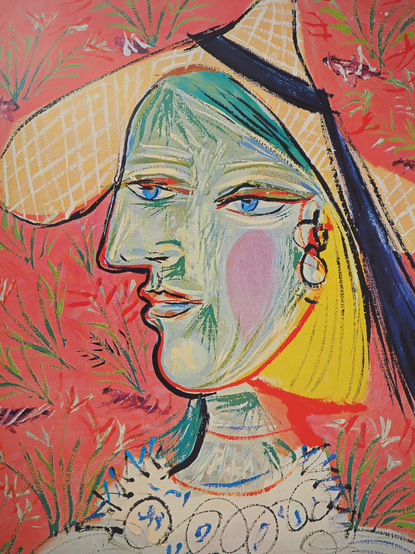 Pablo PICASSO : Femme au chapeau - Affiche originale en couleurs
