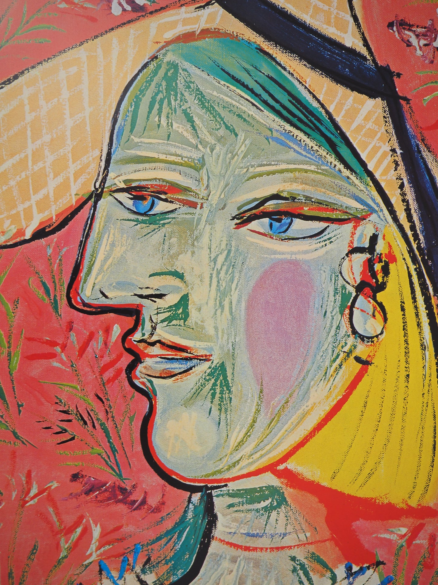 Pablo PICASSO : Femme au chapeau - Affiche originale en couleurs
