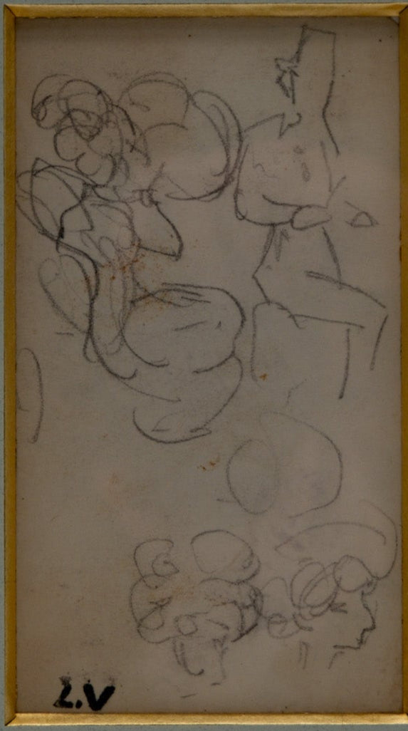 Louis VALTAT : Etudes de têtes - Dessin original signé