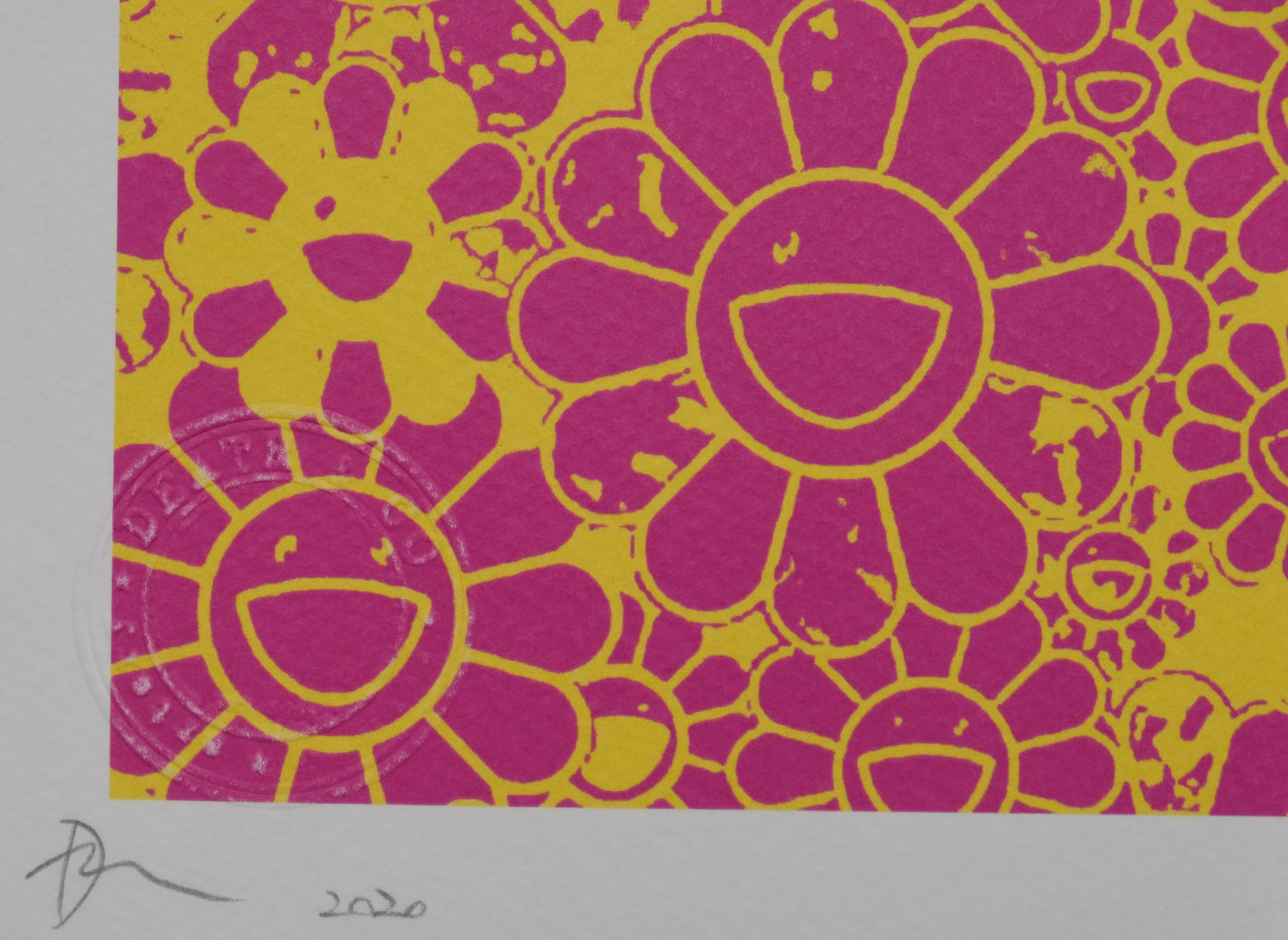 DEATH NYC : Manga girl with Murakami flowers - Sérigraphie originale signée