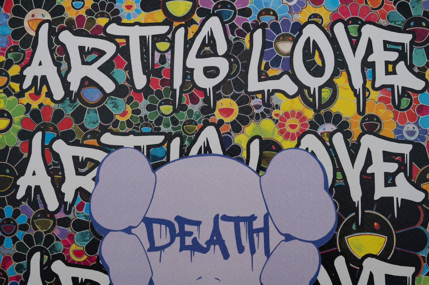 DEATH NYC : Kaws with Nara's skateboard - Sérigraphie originale signée