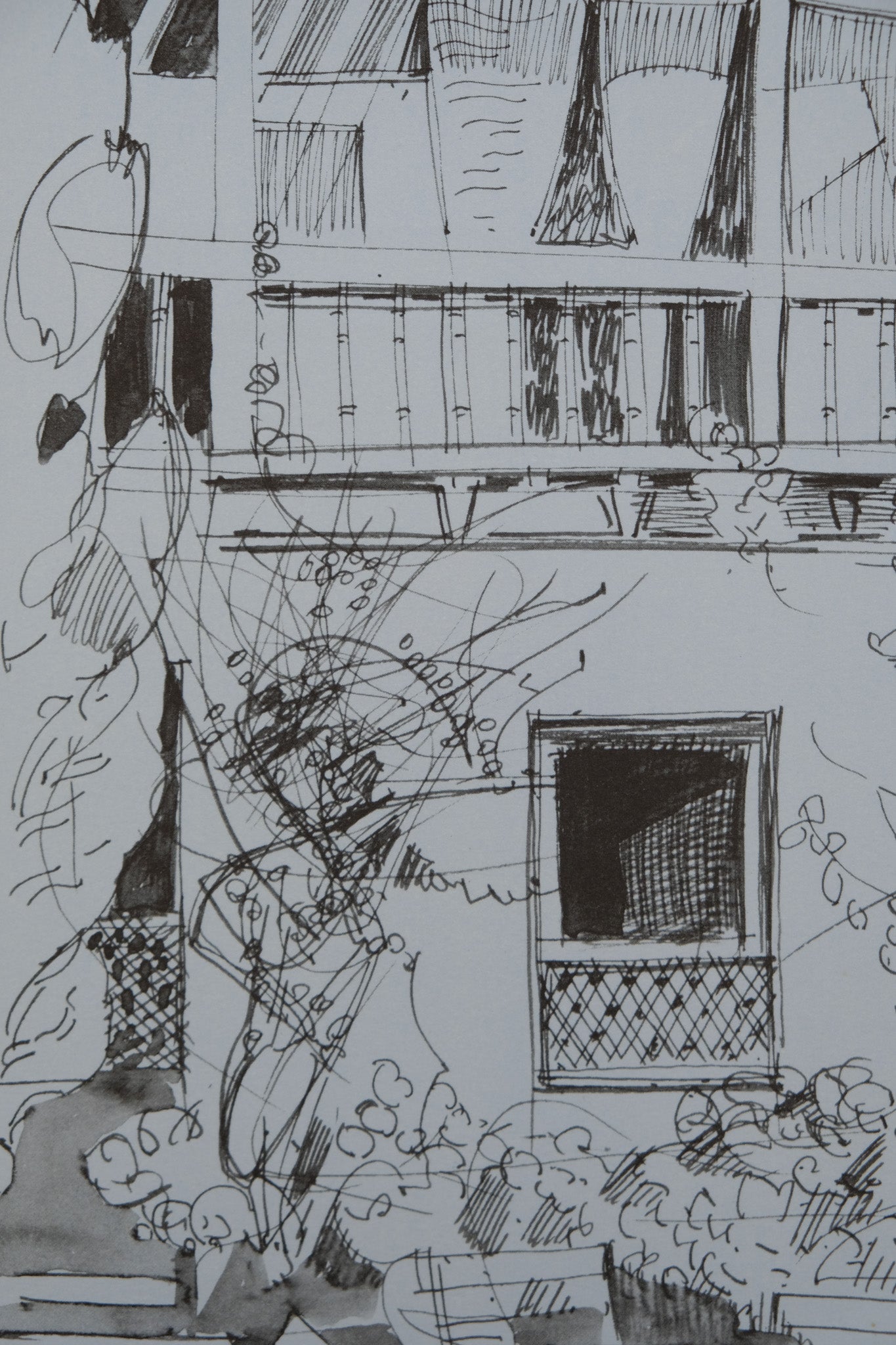 Camille HILAIRE : Façade d'une maison - Lithographie signée