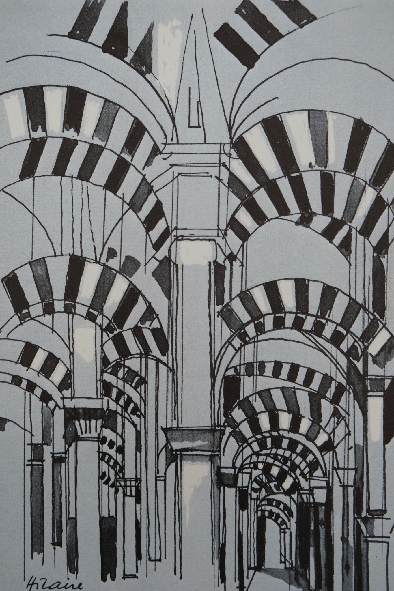 Camille HILAIRE : Mosquée cathédrale de Cordoue - Lithographie signée