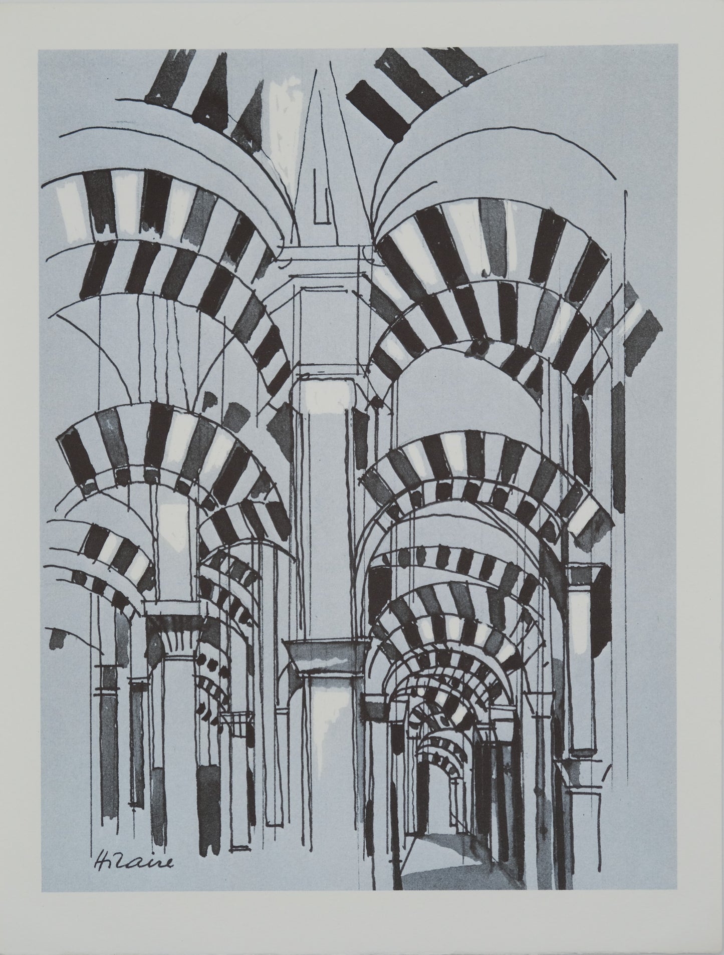 Camille HILAIRE : Mosquée cathédrale de Cordoue - Lithographie signée