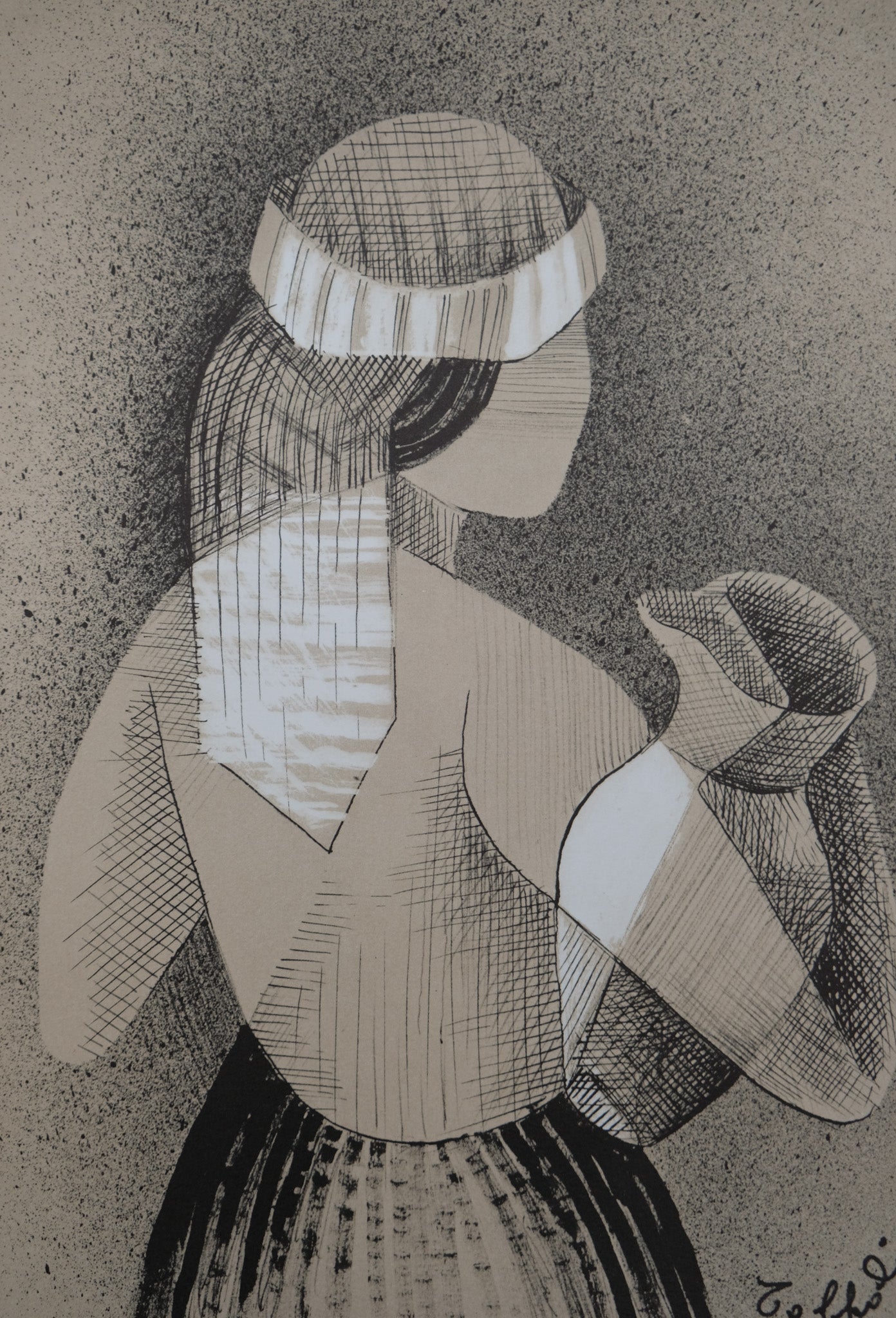 Louis TOFFOLI : Jeune femme au pot de lait - Lithographie signée