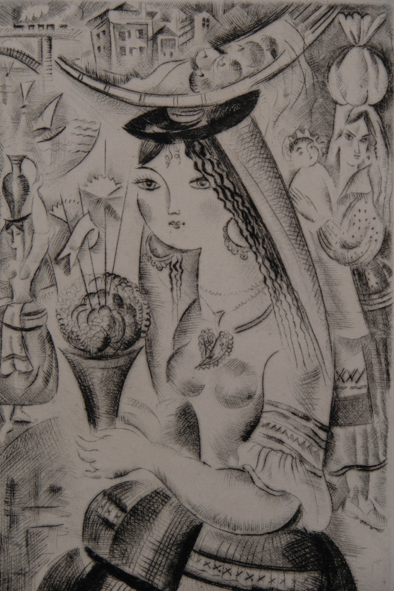 Mily POSSOZ : Etude de jeune fille portugaise - Gravure originale signée
