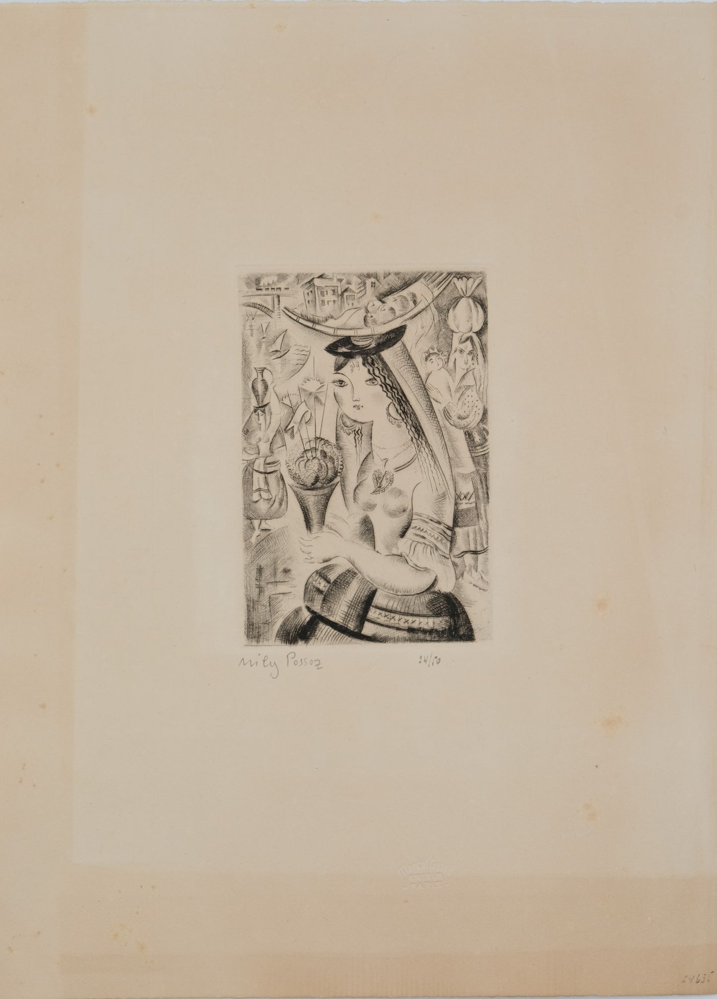 Mily POSSOZ : Etude de jeune fille portugaise - Gravure originale signée