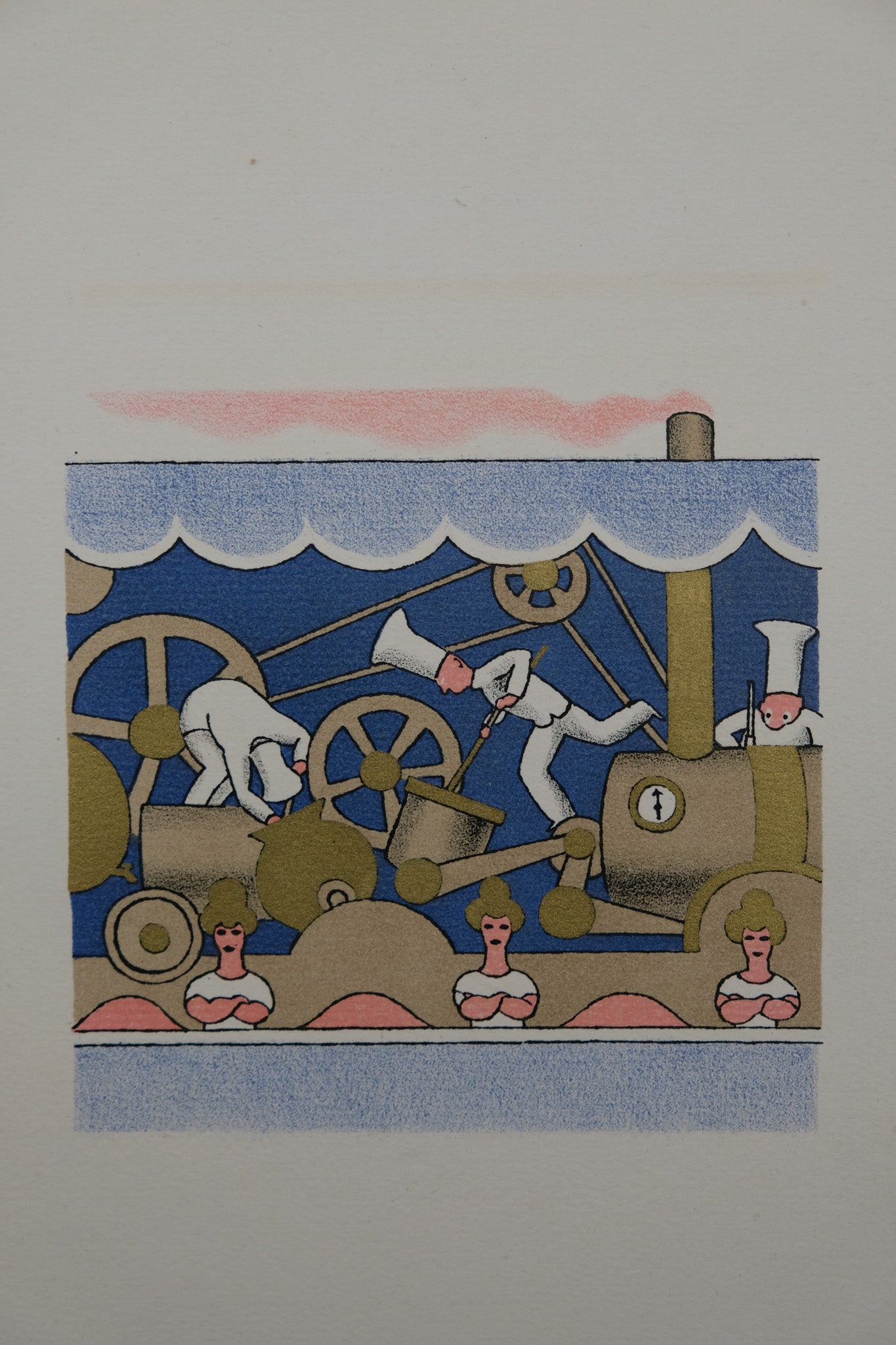 Lucien BOUCHER : Le train à vapeur - Lithographie originale