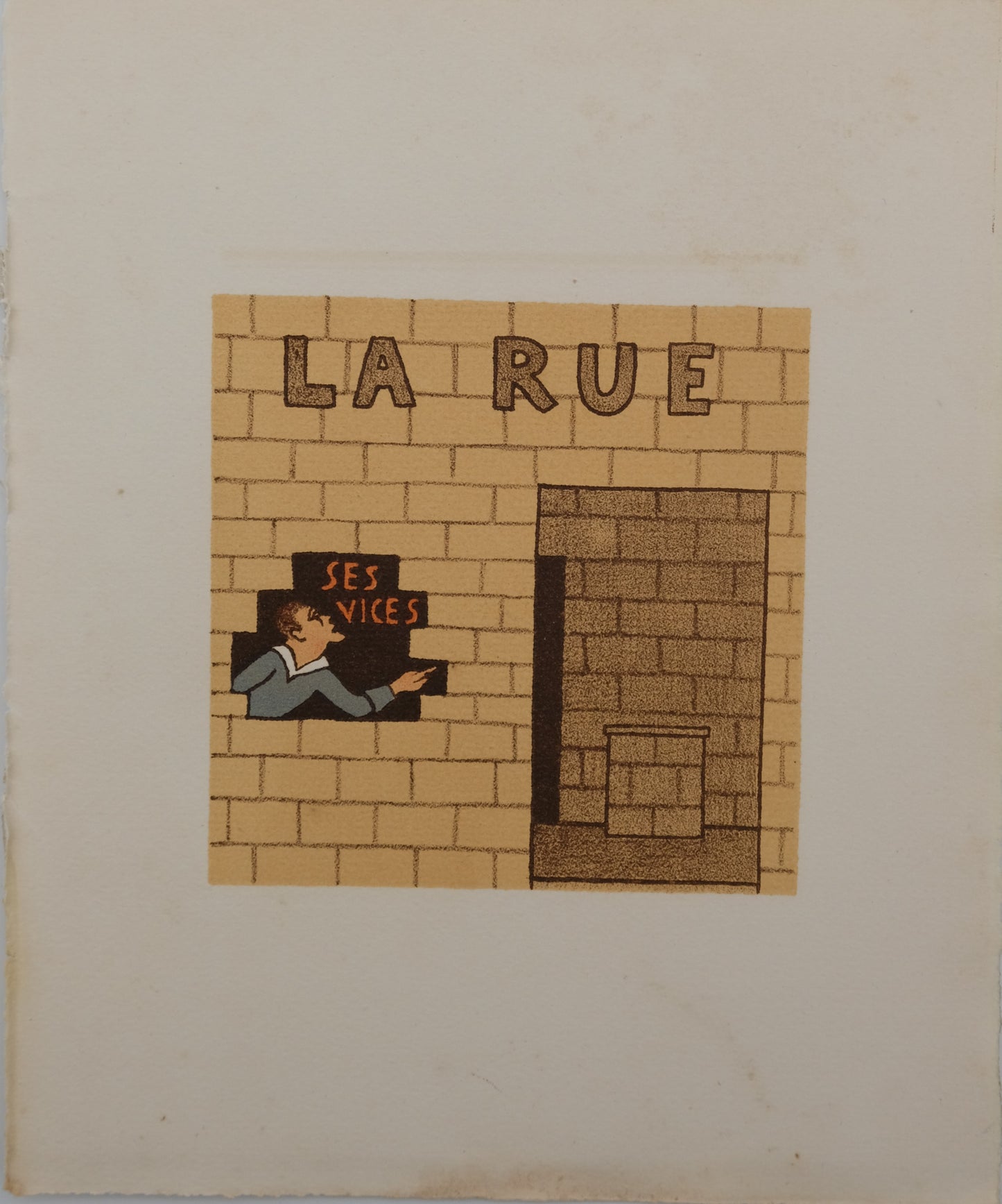 Lucien BOUCHER : La rue - Lithographie originale