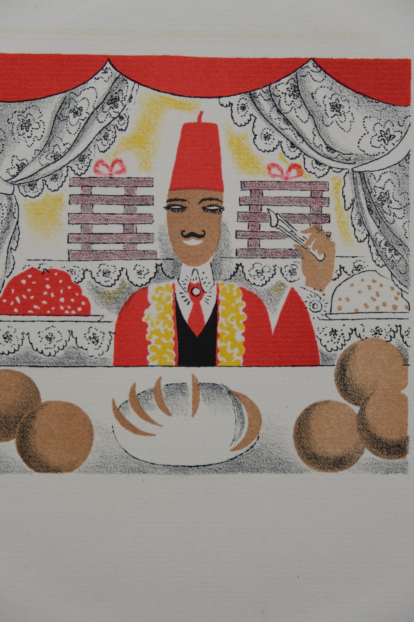 Lucien BOUCHER : Le Vendeur de pâtisserie orientales - Lithographie originale