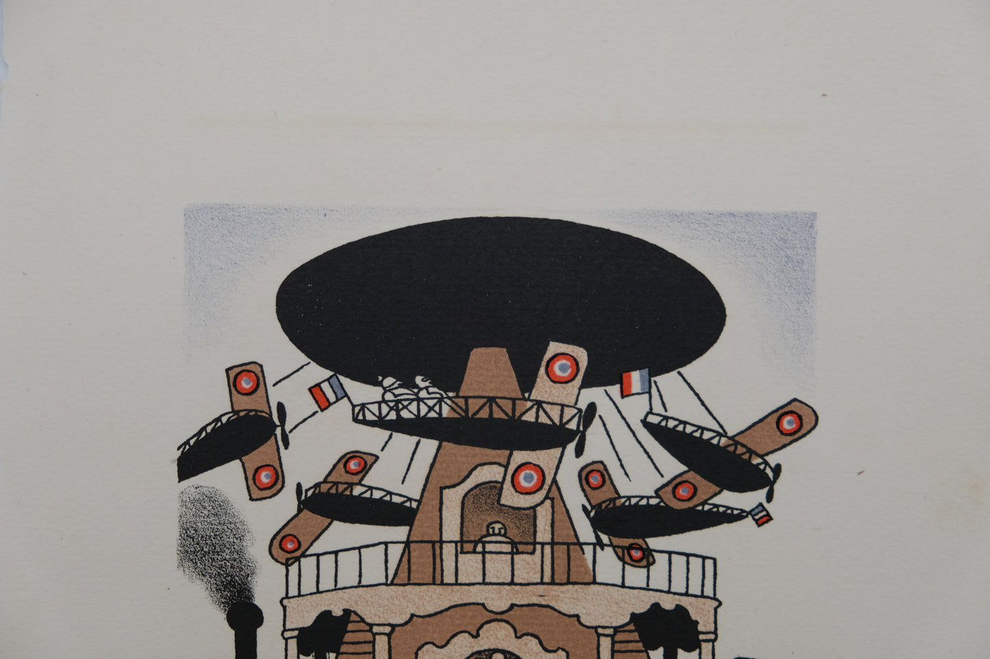 Lucien BOUCHER : Le Manège d'avions - Lithographie originale